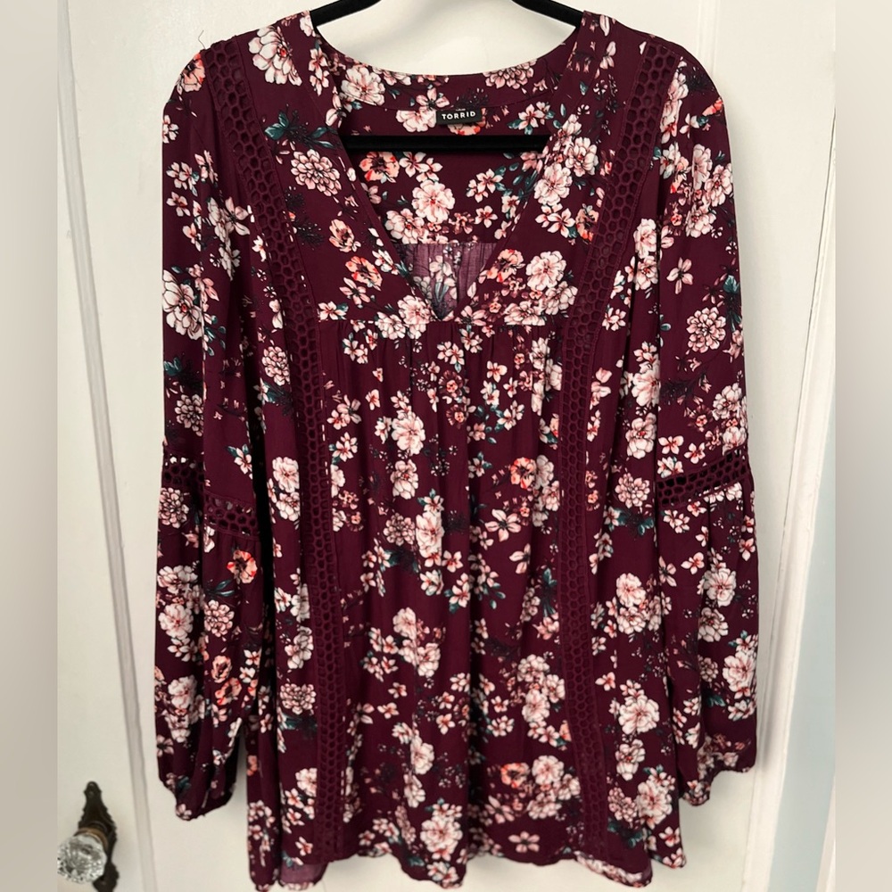 Torrid Twill Woven Lace Trim Tunic